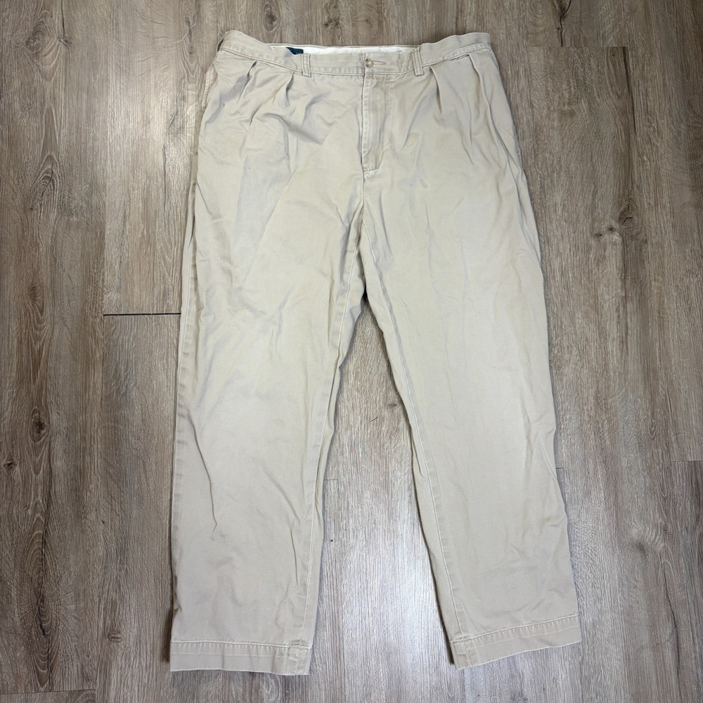 VTG Polo Ralph Lauren Ethan Pants 38x30 Double Pleated 100% Cotton Beige Khaki